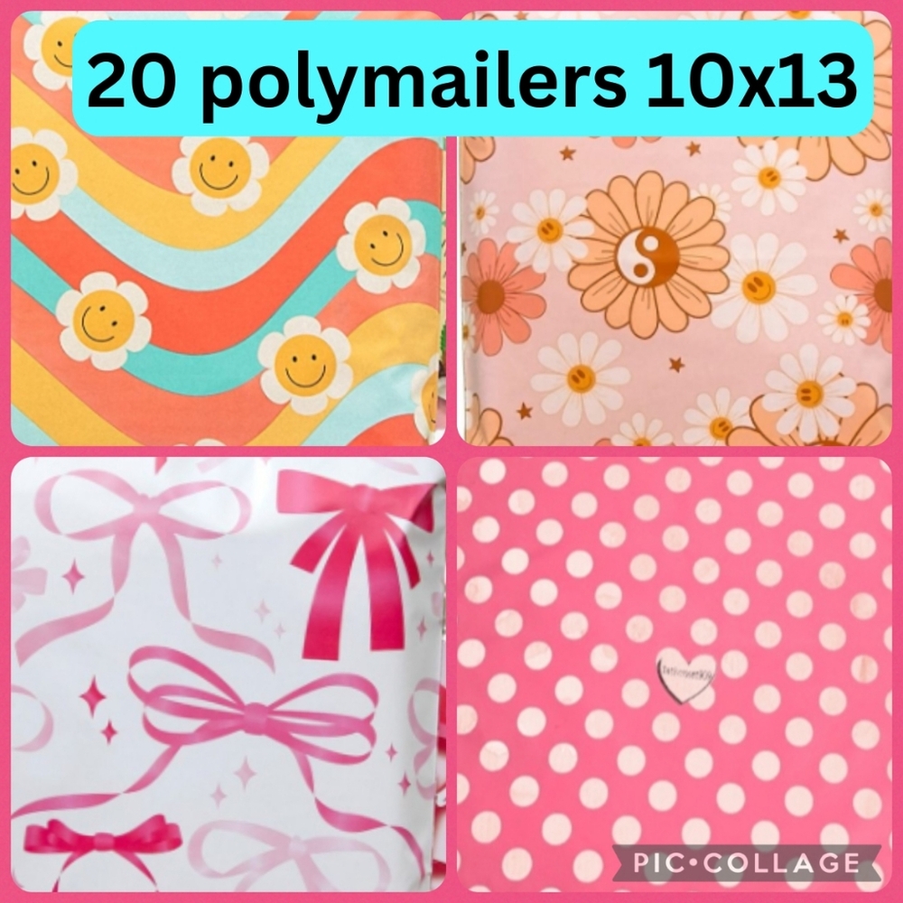 20 mixed poly mailers 4 designs 10x13
